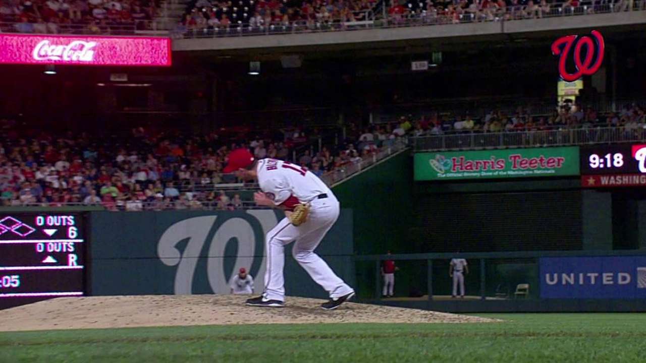 Blevins OK after taking line drive off knee