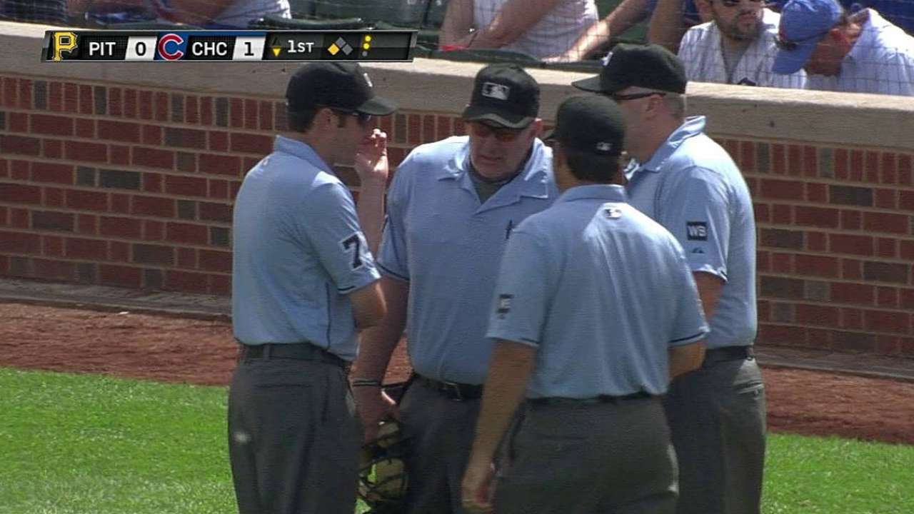 Home plate at center of two Wrigley replays