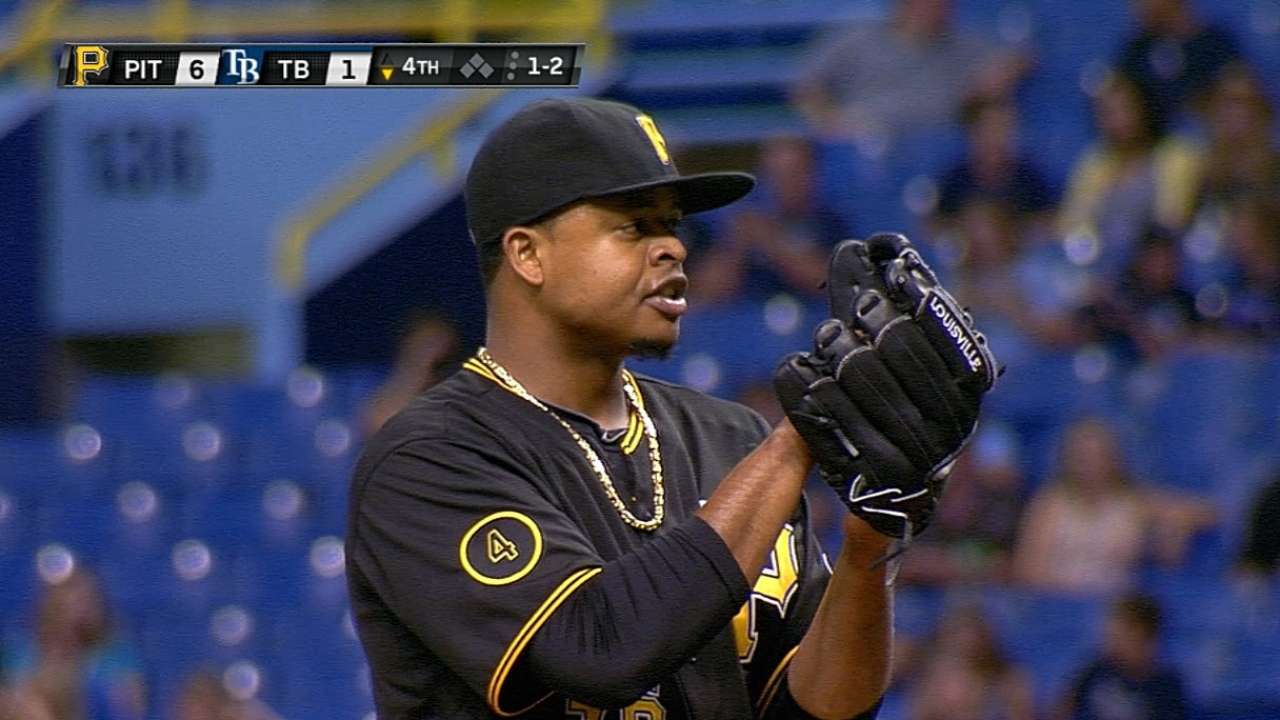 Sharp Volquez, slugging Alvarez help Bucs to .500