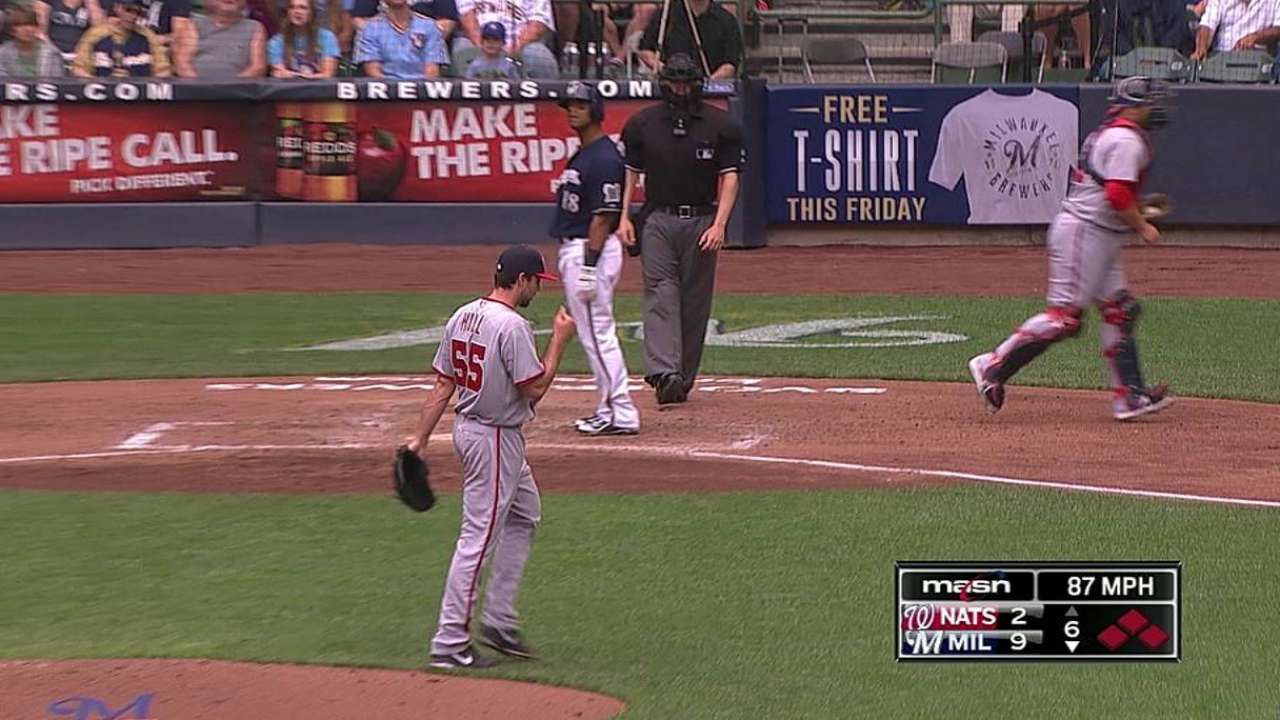 Nats recall Hill as reliever, designate Dobbs