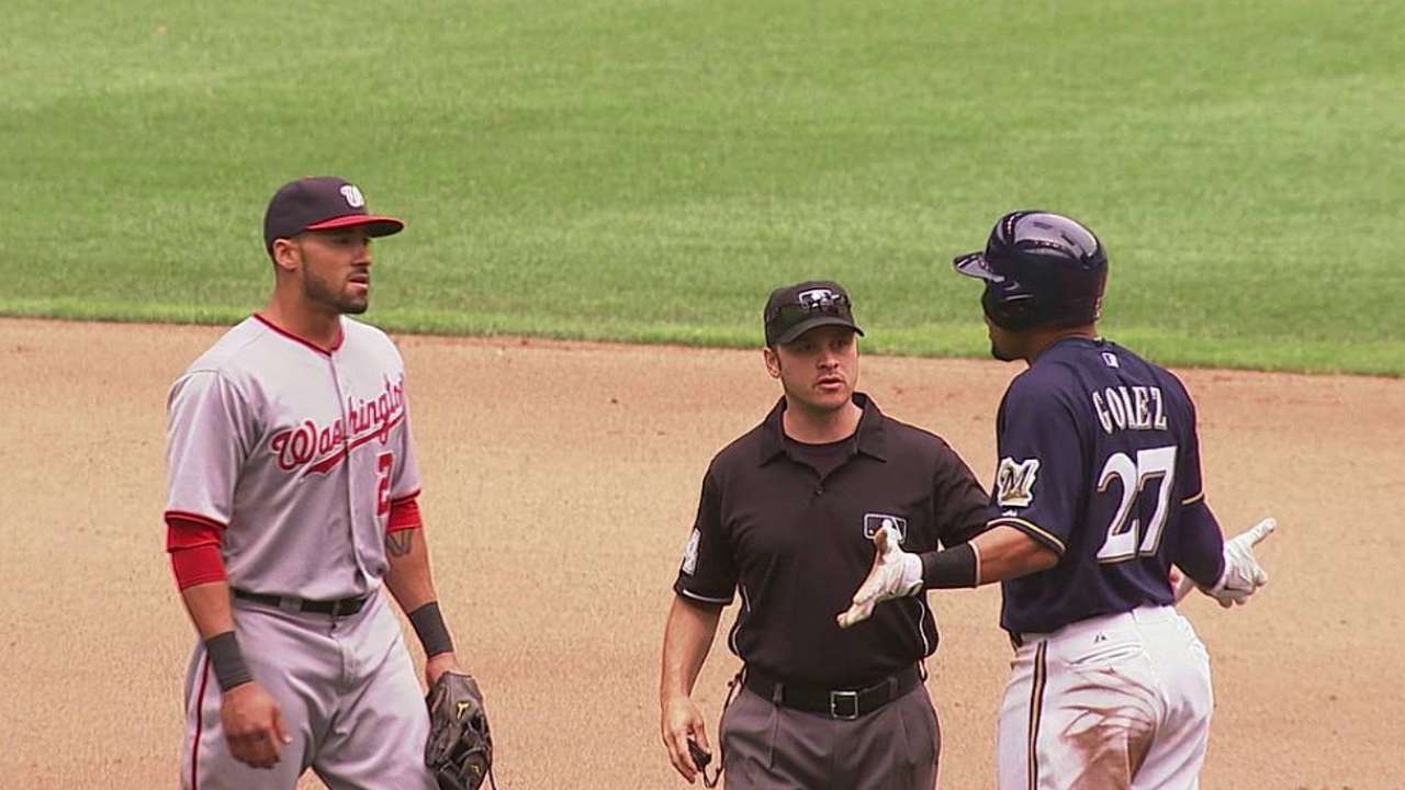 Nats, Brewers keep cool after benches clear