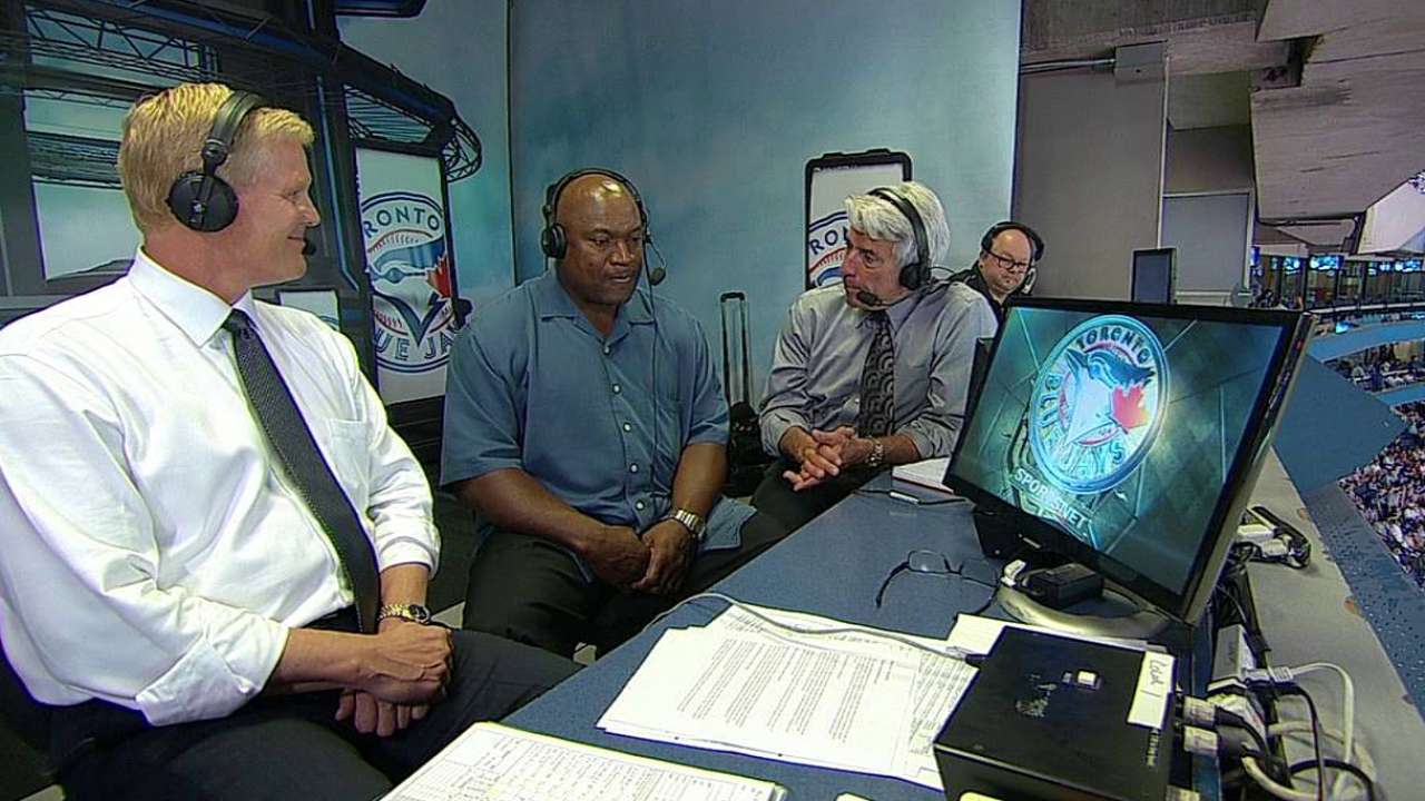 Bo Jackson in Blue Jays' booth