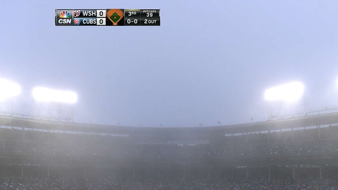 Nationals, Cubs play their way through foggy night