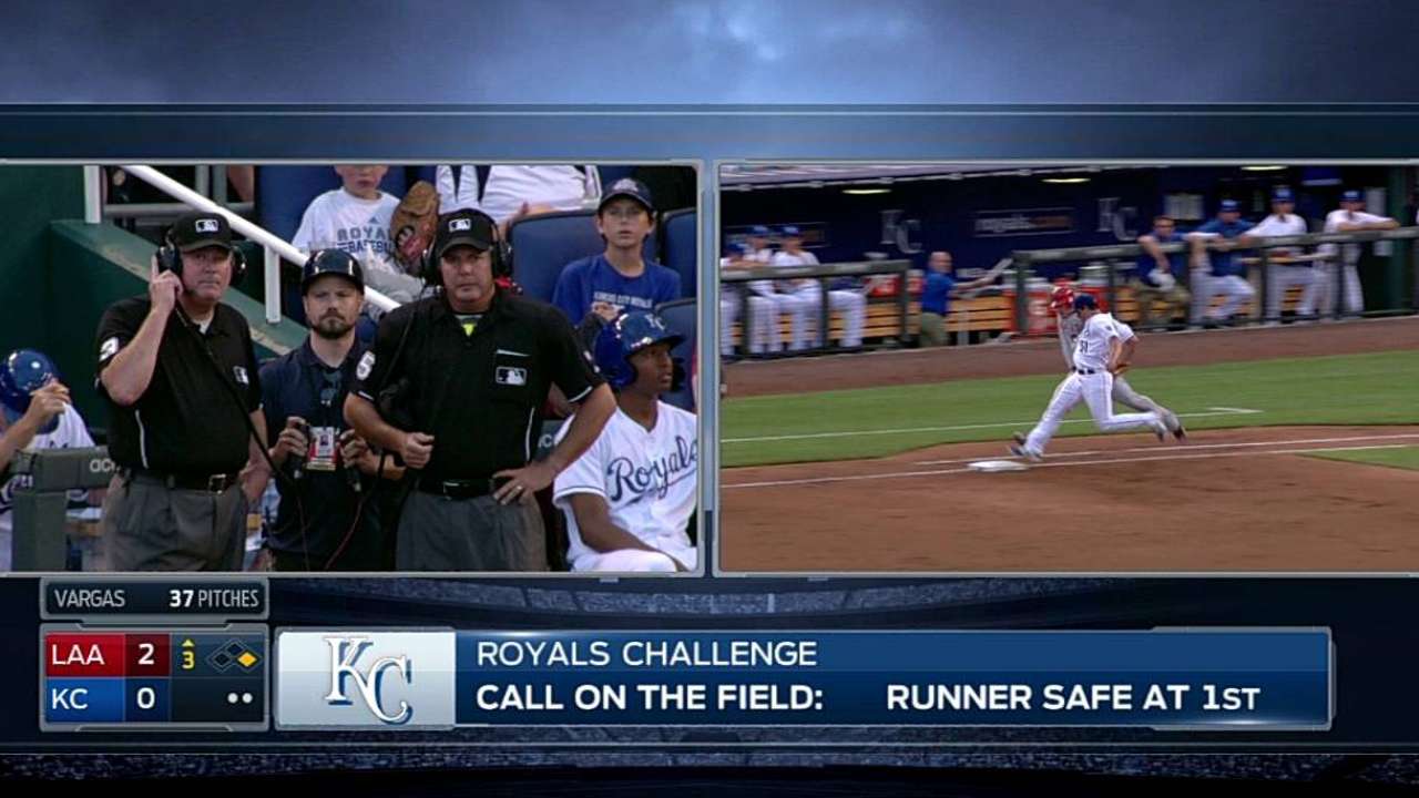Royals gain as safe call on Trout is overturned