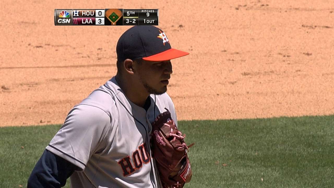 Astros option Santana, recall reliever Martinez
