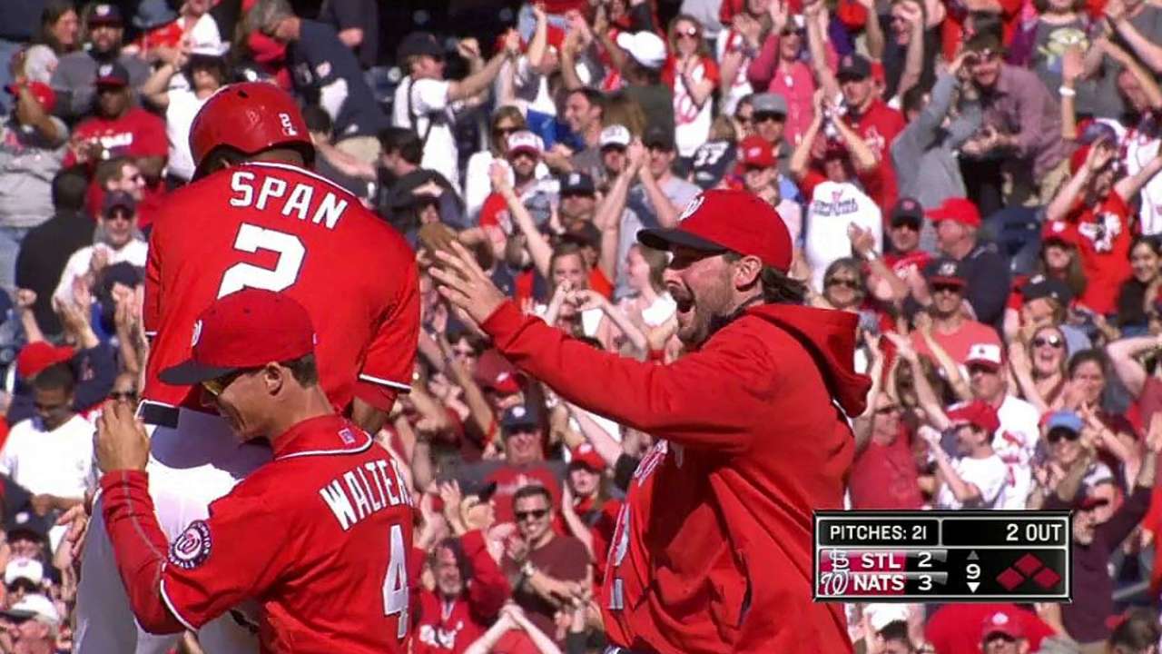 Nats edge Cards in ninth on Span's walk-off sac fly