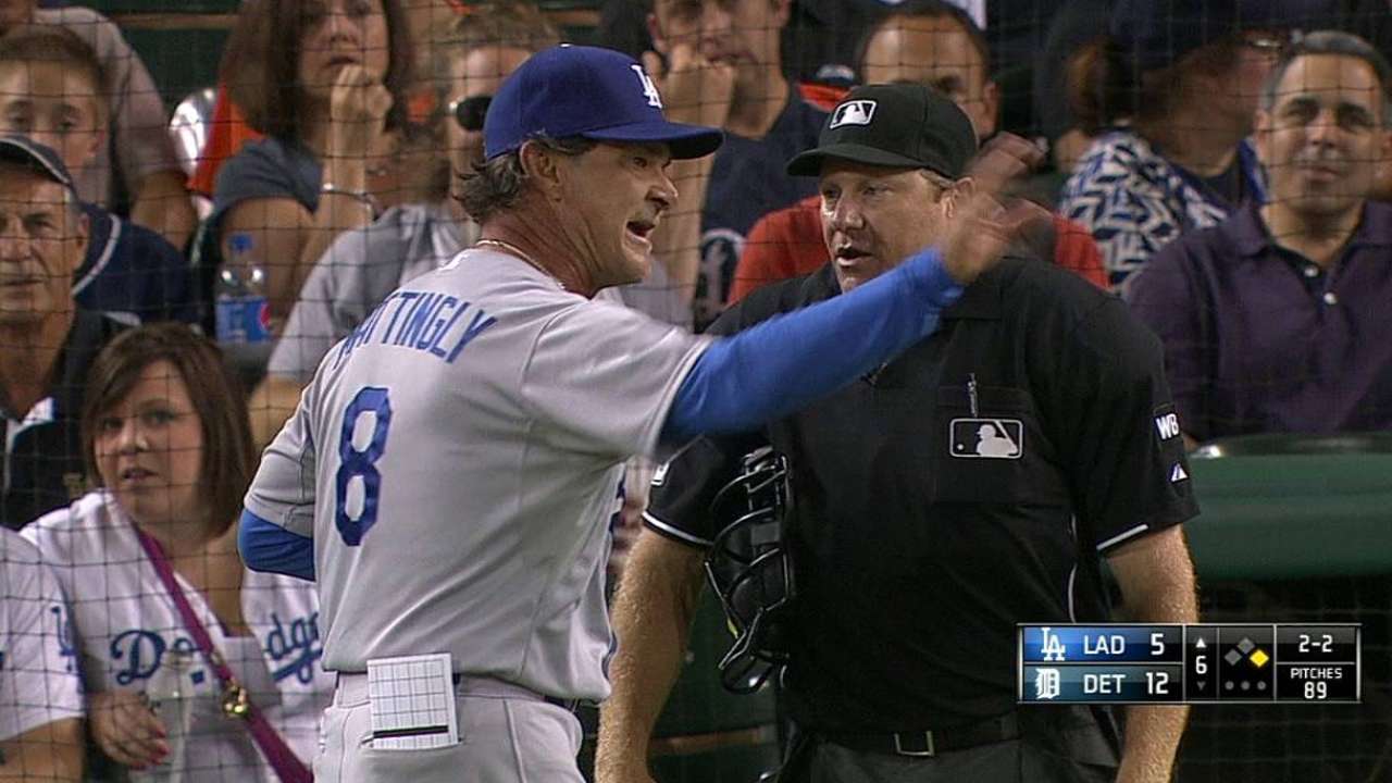 Mattingly tossed for arguing balls and strikes