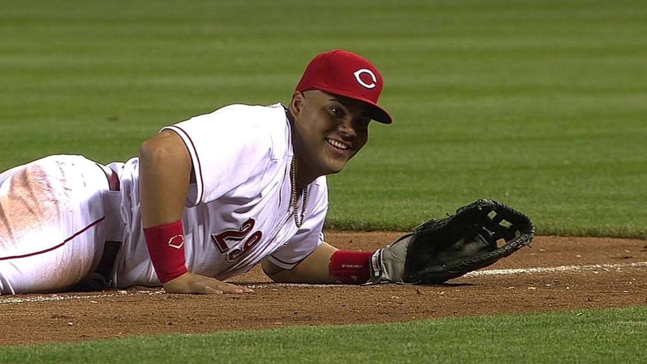 Pena making smooth adjustment to first base