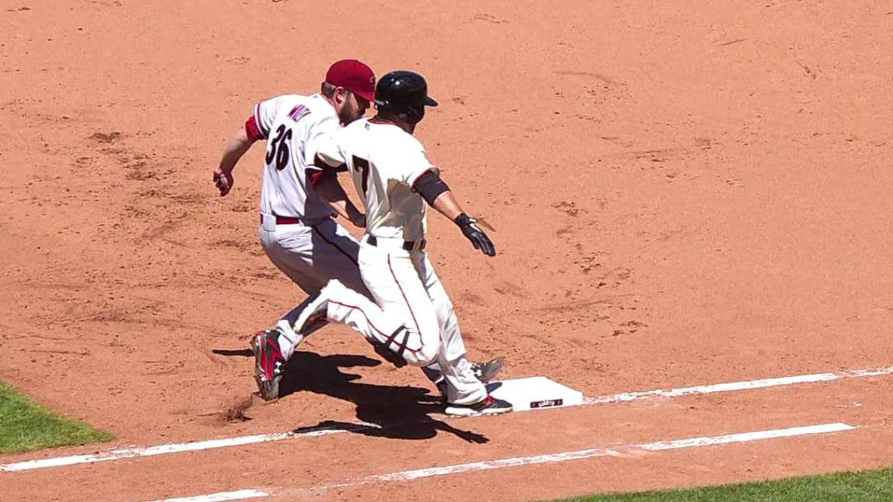 D-backs get call overturned to stifle Giants' rally