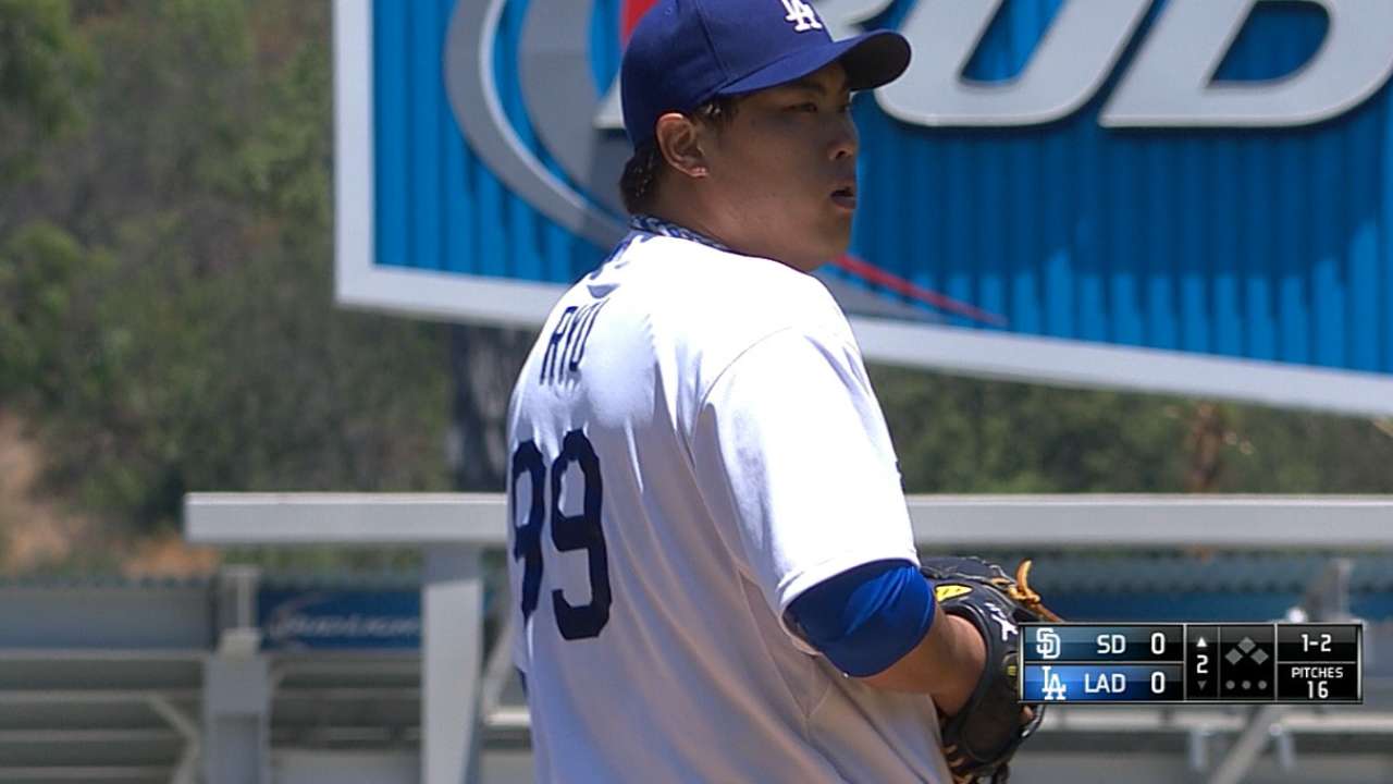 Ryu's return to form leaves Dodgers atop NL at break