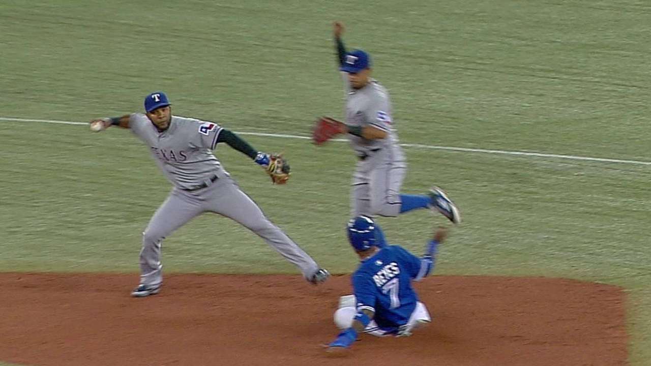 Overturned call gives Rangers double play