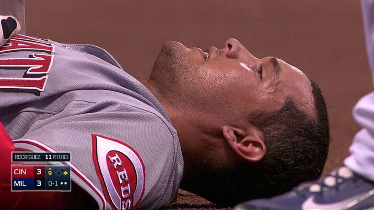 Negron OK after being struck in head by pickoff