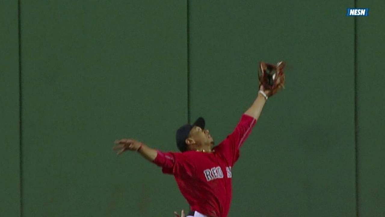 Giddy up: Betts shows range to rob Ellsbury