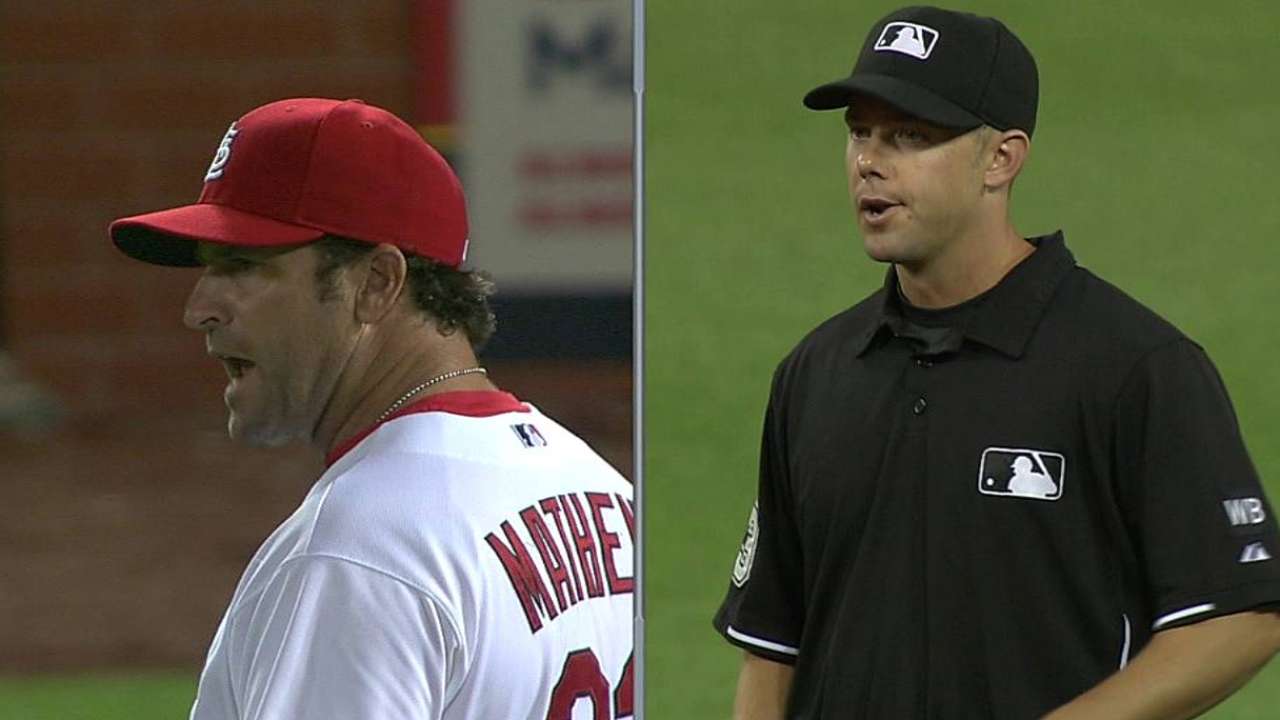 Matheny's frustration with review leads to ejection