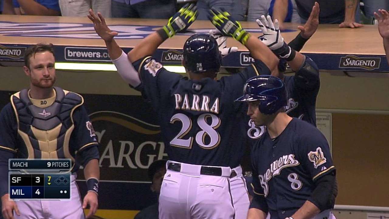 Cerveceros superan a Gigantes con jonrón de Parra