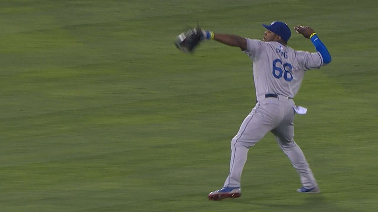 Puig shows off cannon, pads highlight reel
