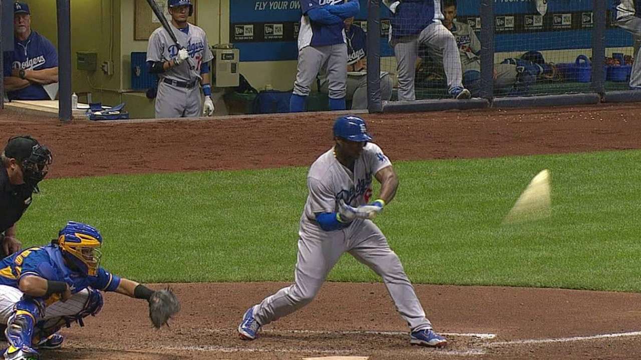 Yasiel is so strong, he snaps his bat checking swing