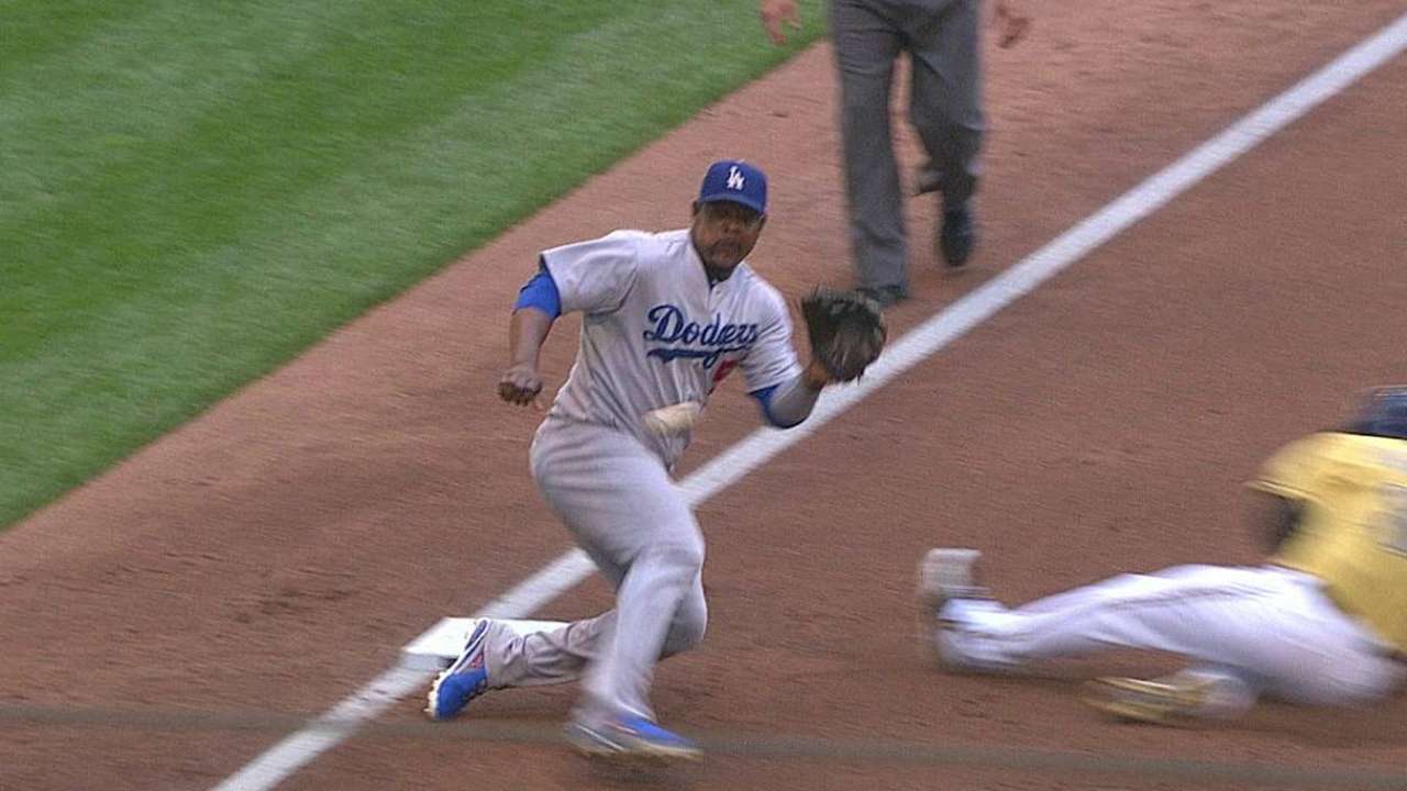 Braun out at third base as call is overturned
