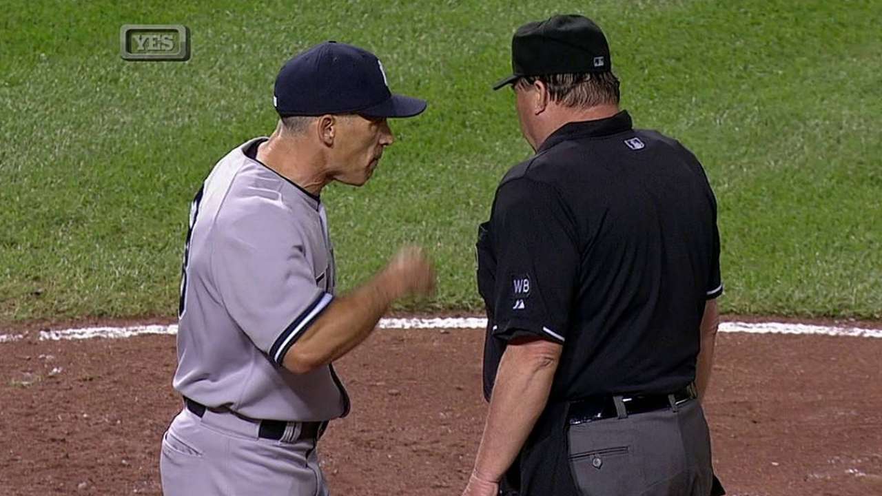 Girardi ejected for arguing interference call