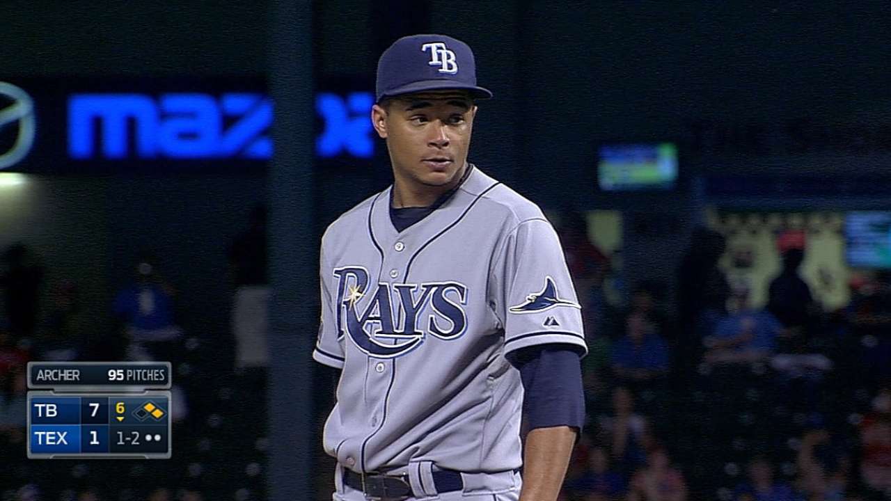 Archer fans career-high 12 in Rays' rout