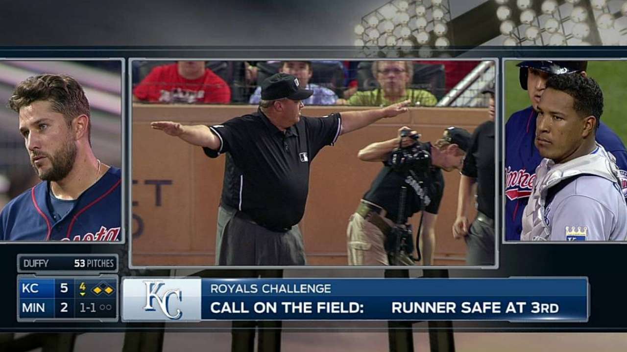 Royals lose challenge on safe call at third base