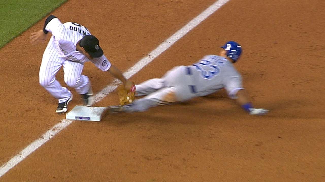Rockies win challenge on steal of third
