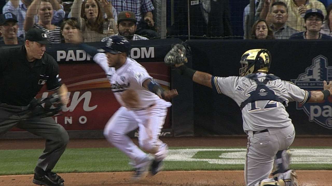 Two reviews go Brewers' way against Padres