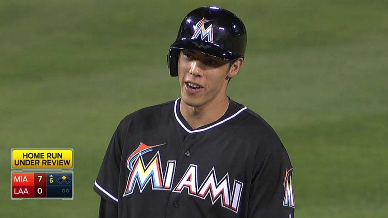 Replay confirms Yelich just short of home run