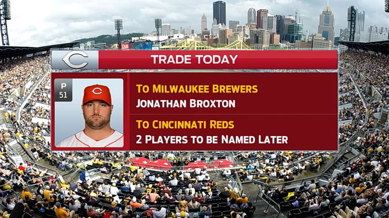 Broxton dealt to Brewers for two players to be named