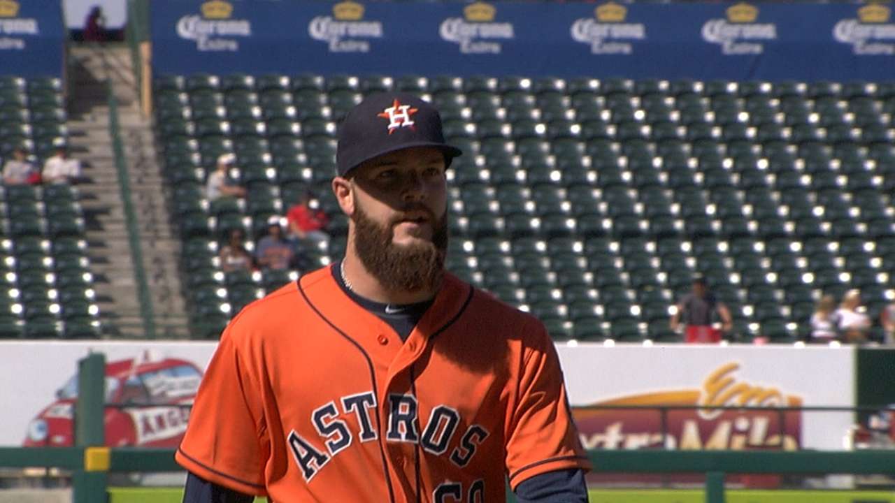 Keuchel flirts with history, halts Angels' win streak