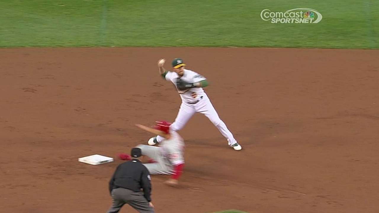 A's turn two