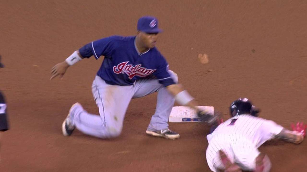 Indians replay challenge leads to inning-ending double play