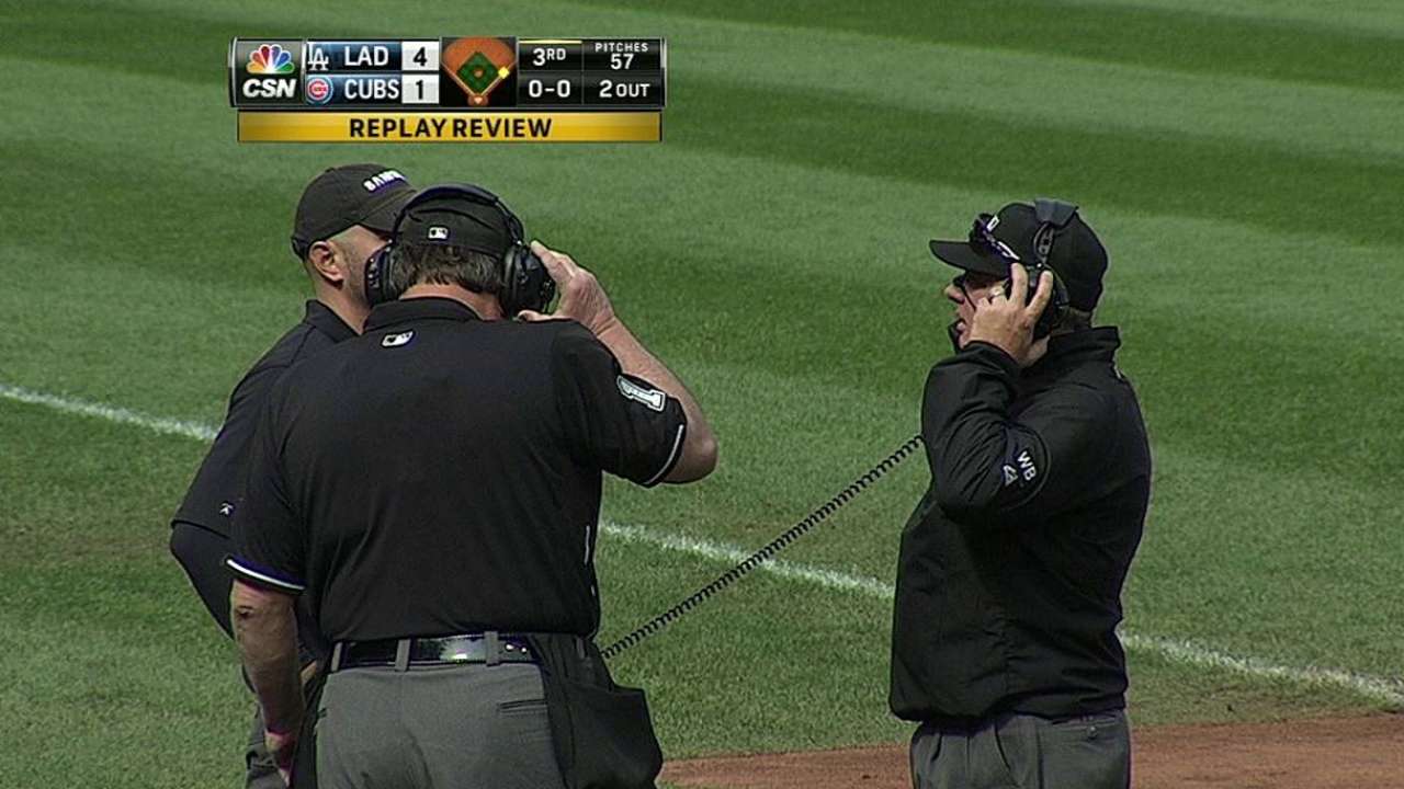 Cubs' challenge ends inning with 7-6-3 double play