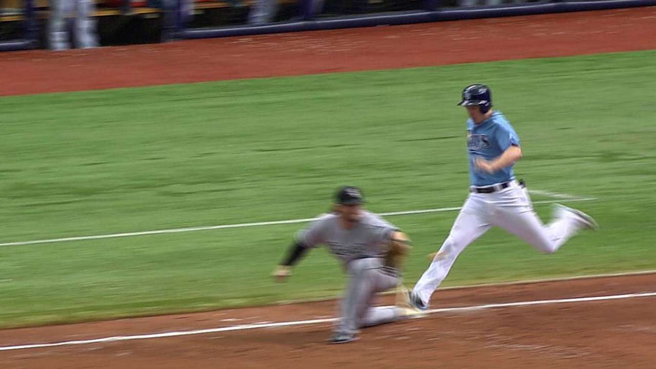 Rays add run after out at first overturned