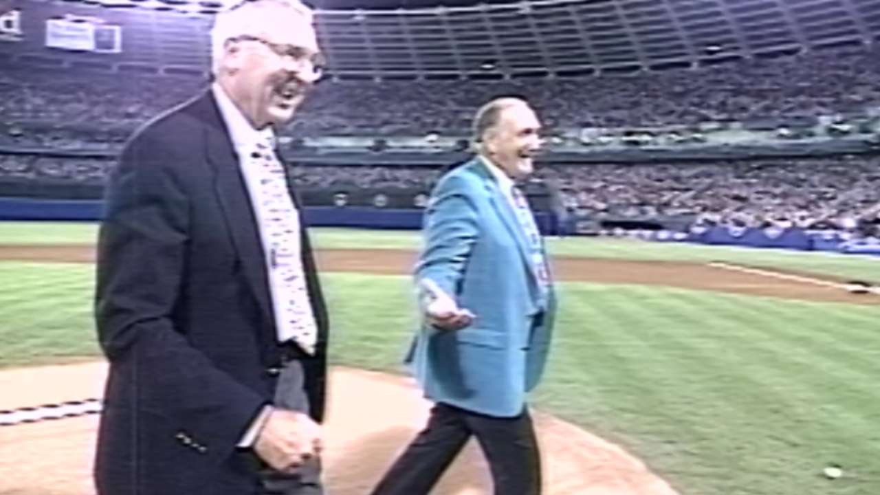 Thomson, Branca toss first pitch