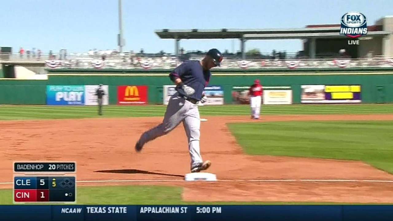 Gomes' first spring hit clears left-field wall