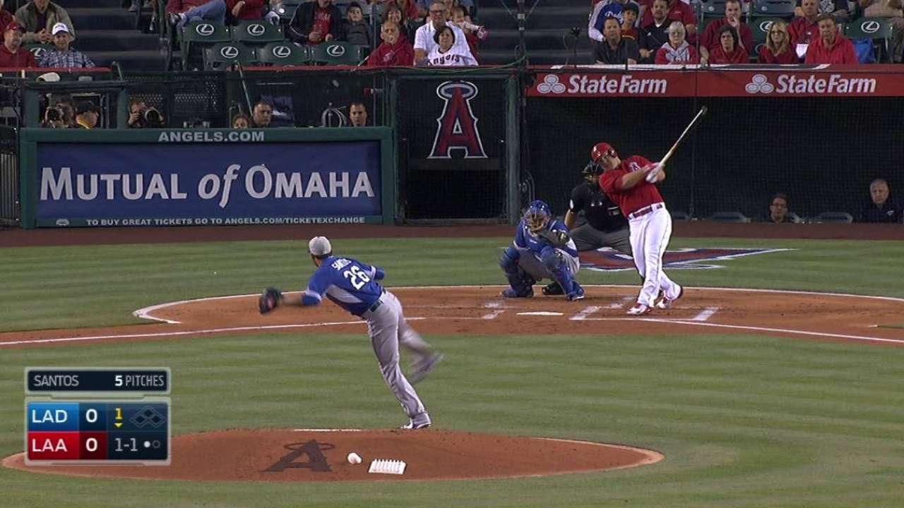 Trout picks up where he left off in first game at Angel Stadium