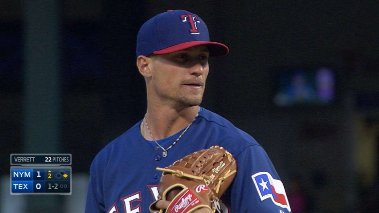 Rangers put newly acquired Verrett right to work