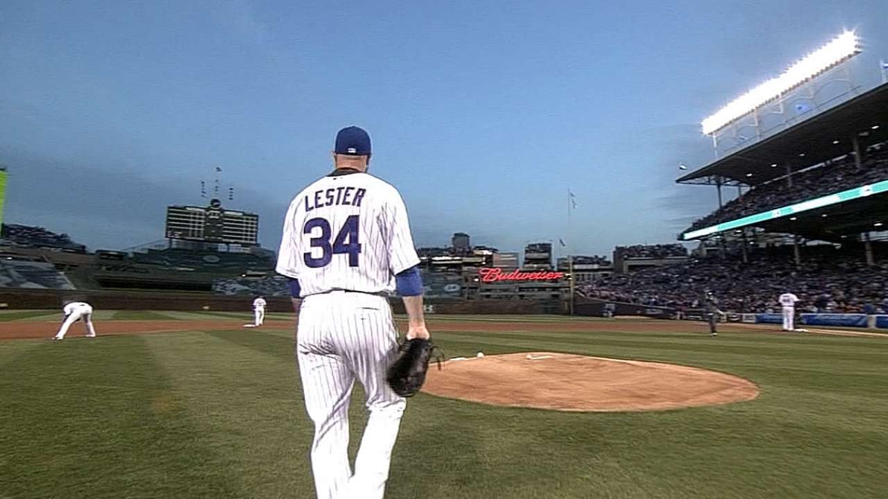Lester fans six in debut