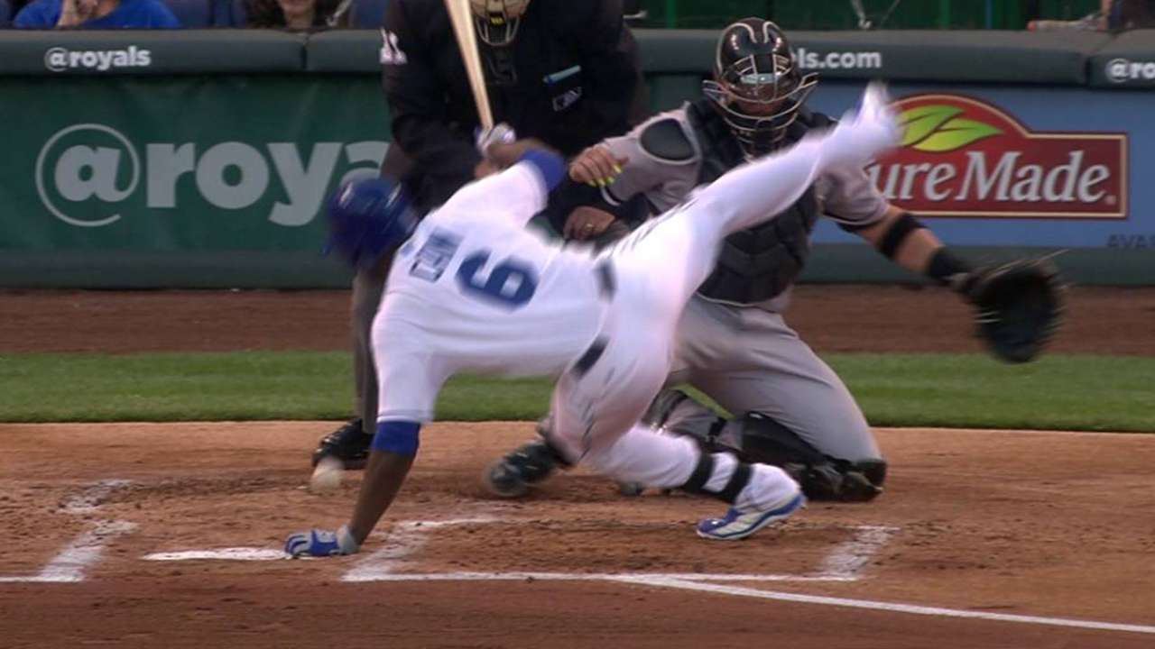 Cain hit by Quintana