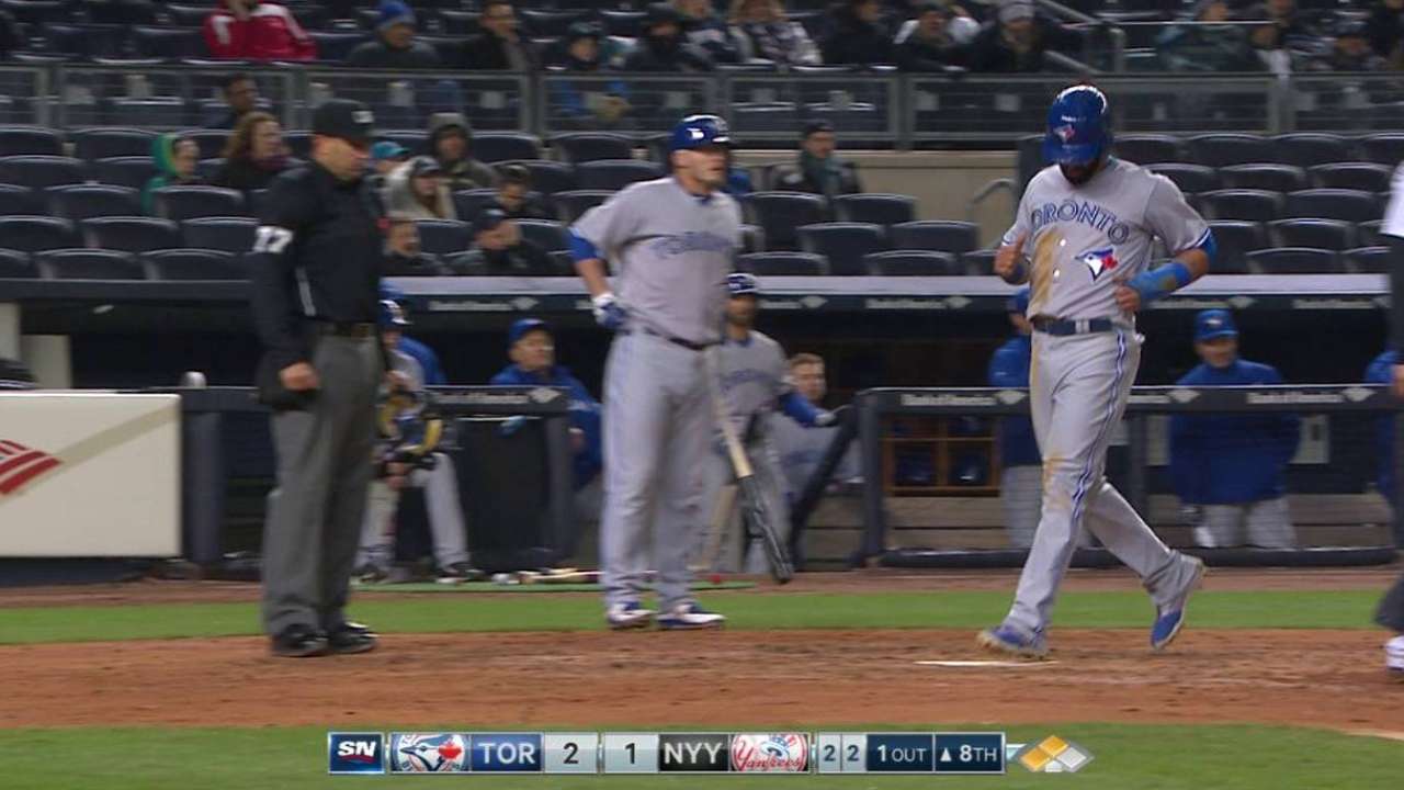 Bautista scores on error