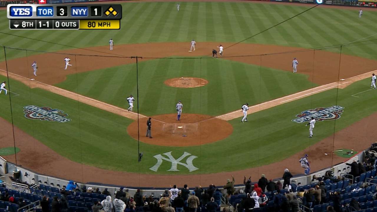 Yanks score three in the 8th