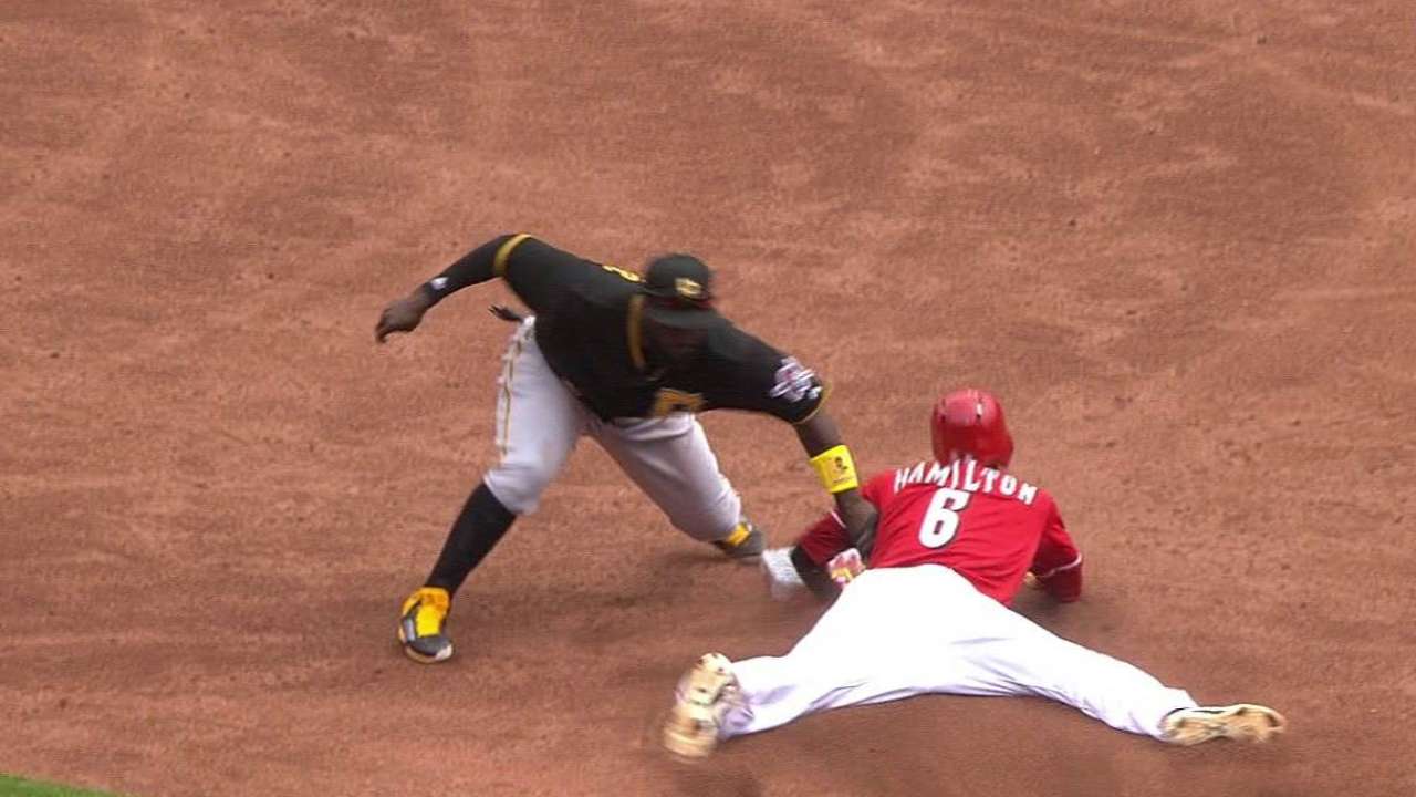 Hamilton swipes second base