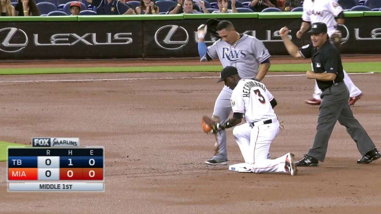Stanton's throw gets Cabrera
