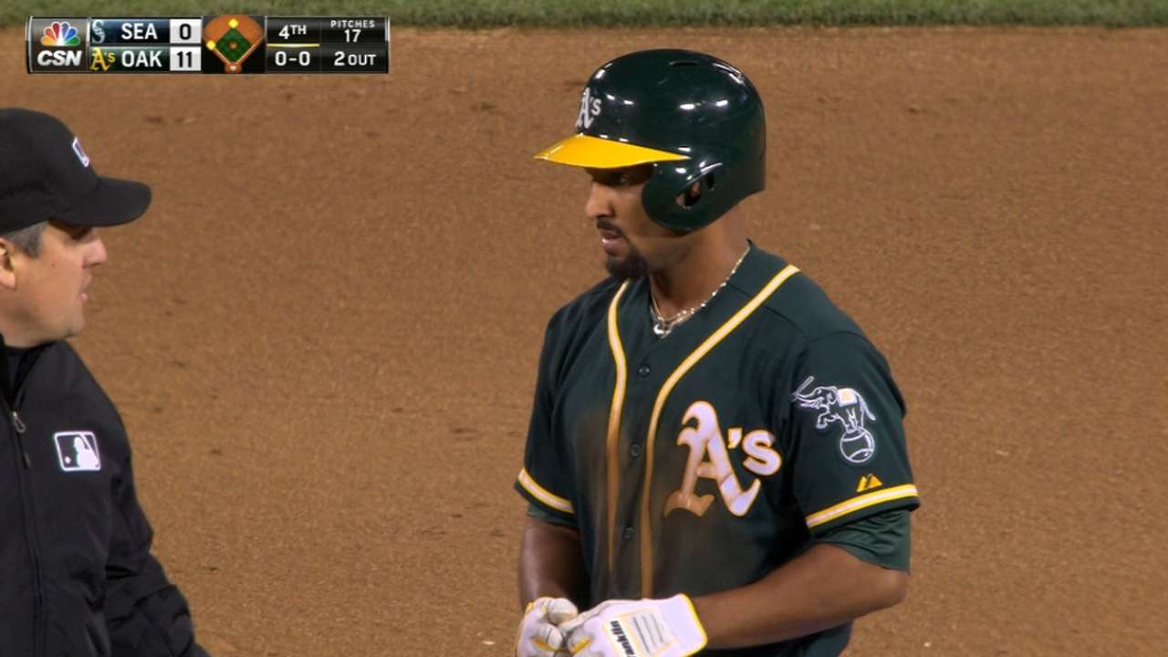 A's score six in the 4th inning