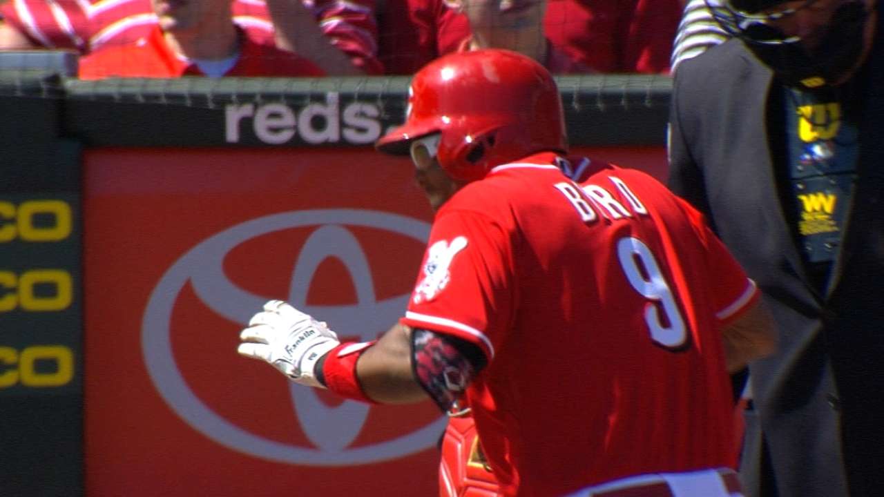 Fan hit by foul ball during Reds-Cards game