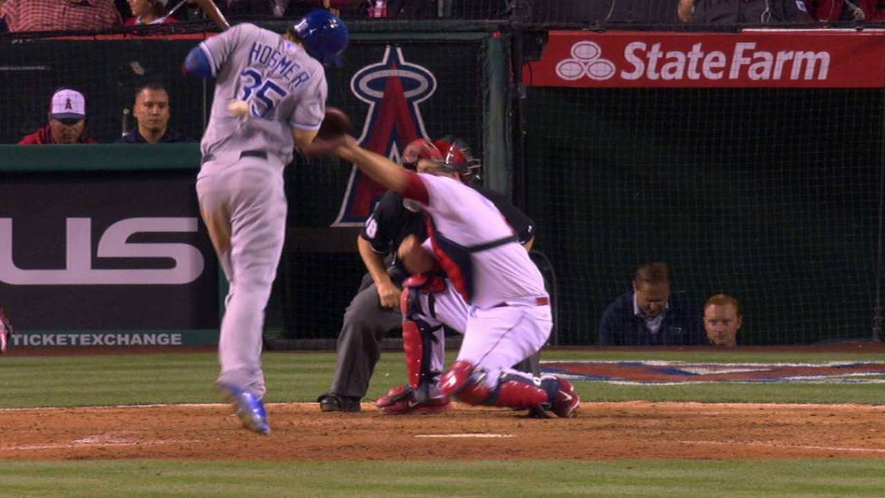 Hosmer hit by pitch