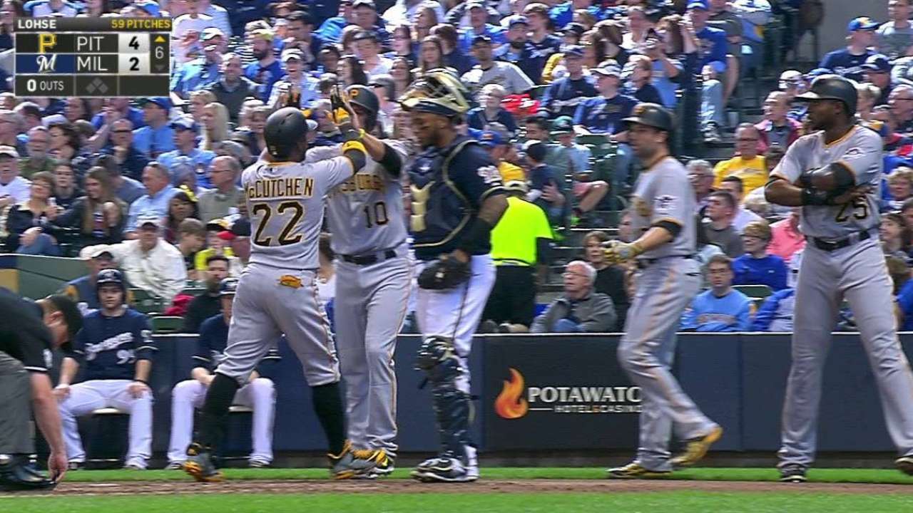 Cutch takes Lohse deep, then Bucs score six unearned in ninth