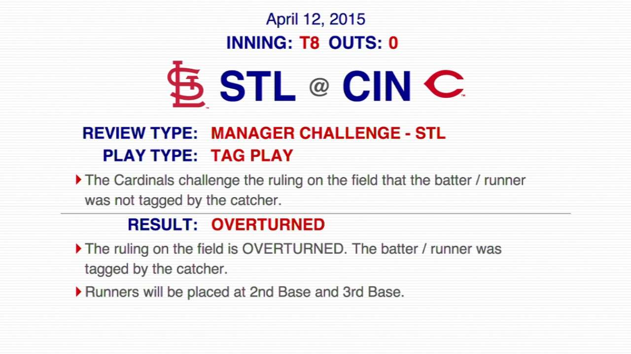 Tag play challenged in 8th