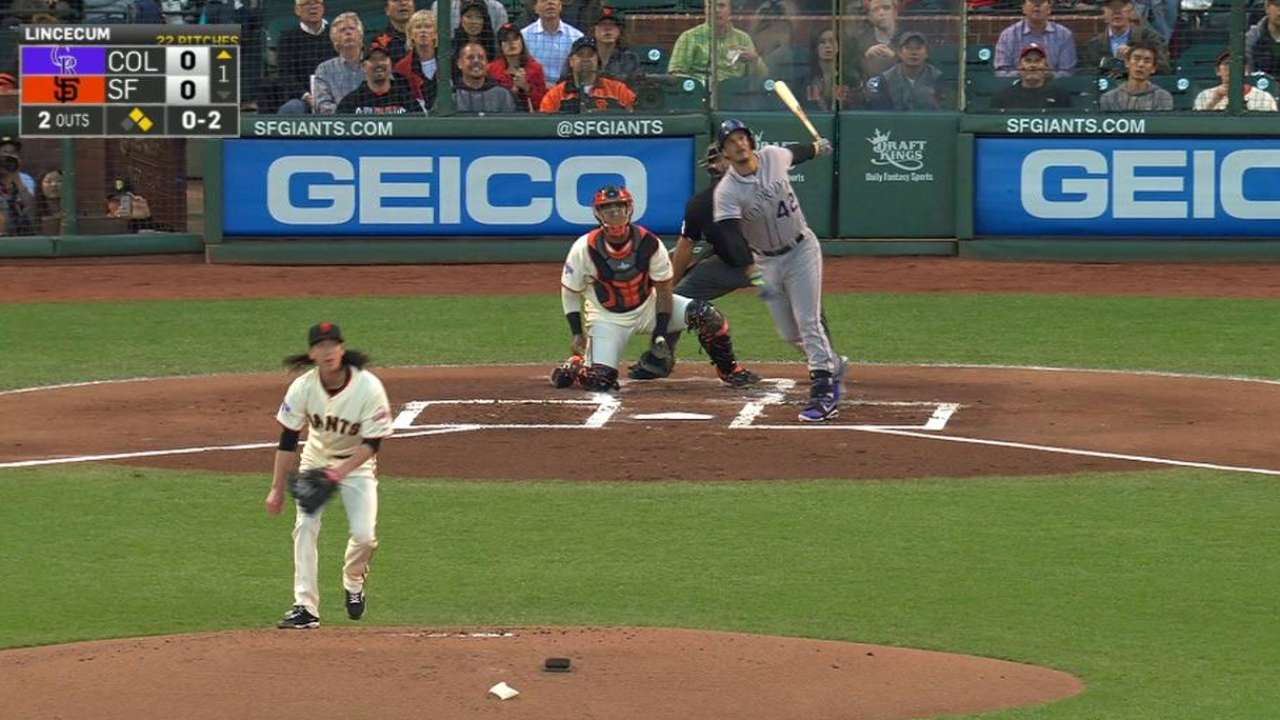 Arenado's big blast off Lincecum carries Rox to sweep of Giants